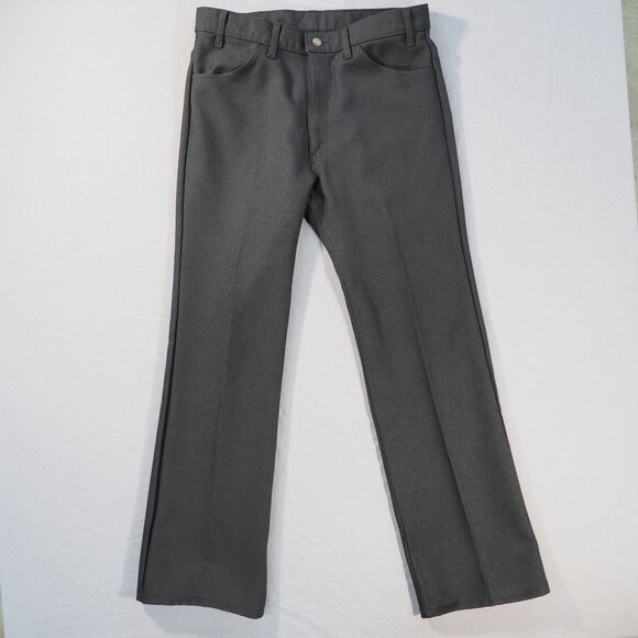 Vintage Levis 517 Pants Mens 36x32 Black Dracon Polyester USA 90s Grandpa Boot
